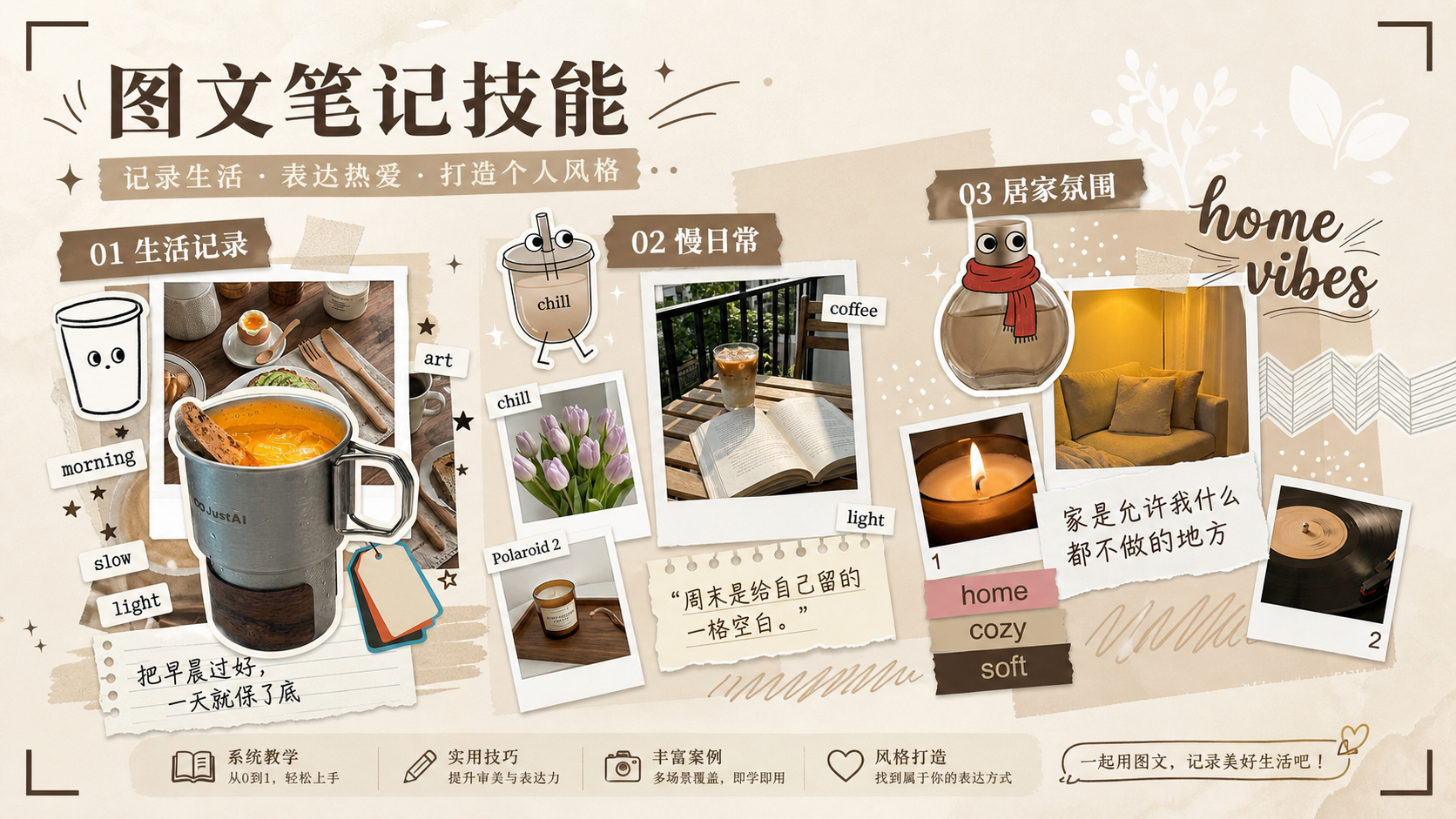 暖咖生活拼贴手账｜图文笔记 效果图