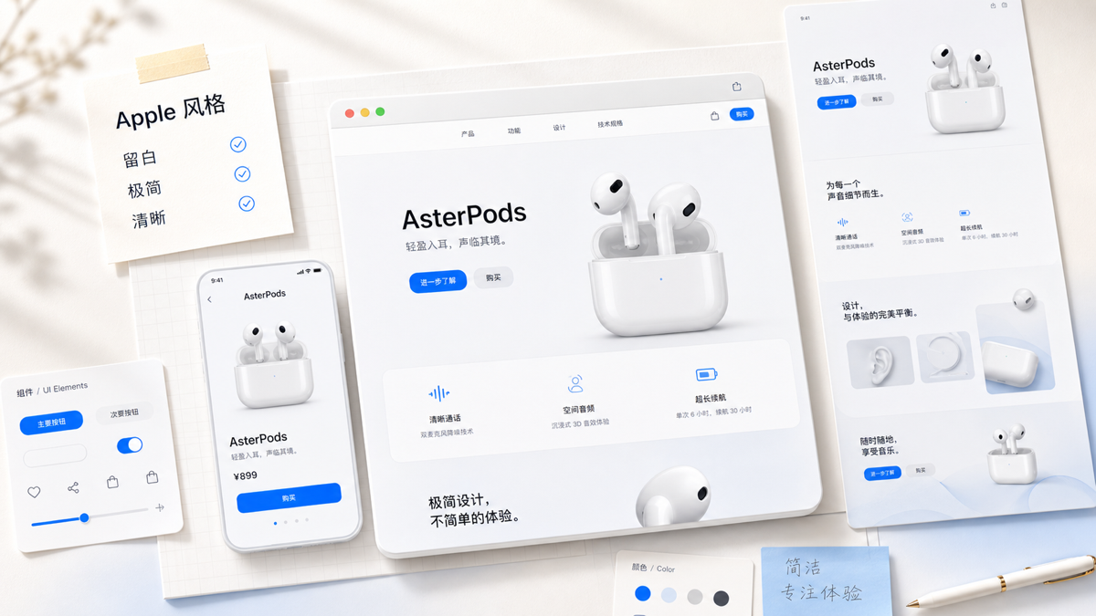 Apple风格设计｜网页 效果图