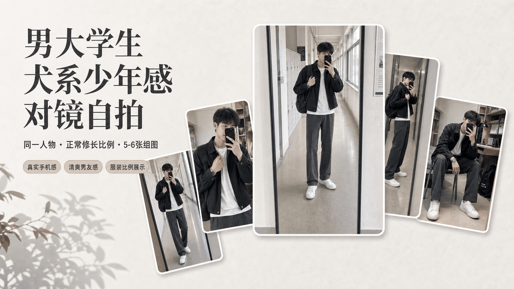 男大学生对镜自拍｜图文笔记 效果图
