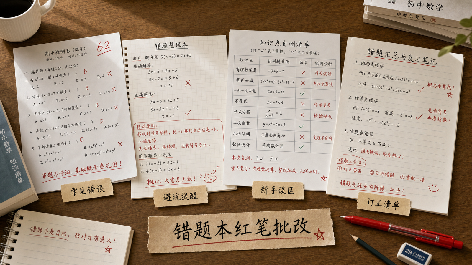 错题本避坑警示封面｜图文笔记 效果图