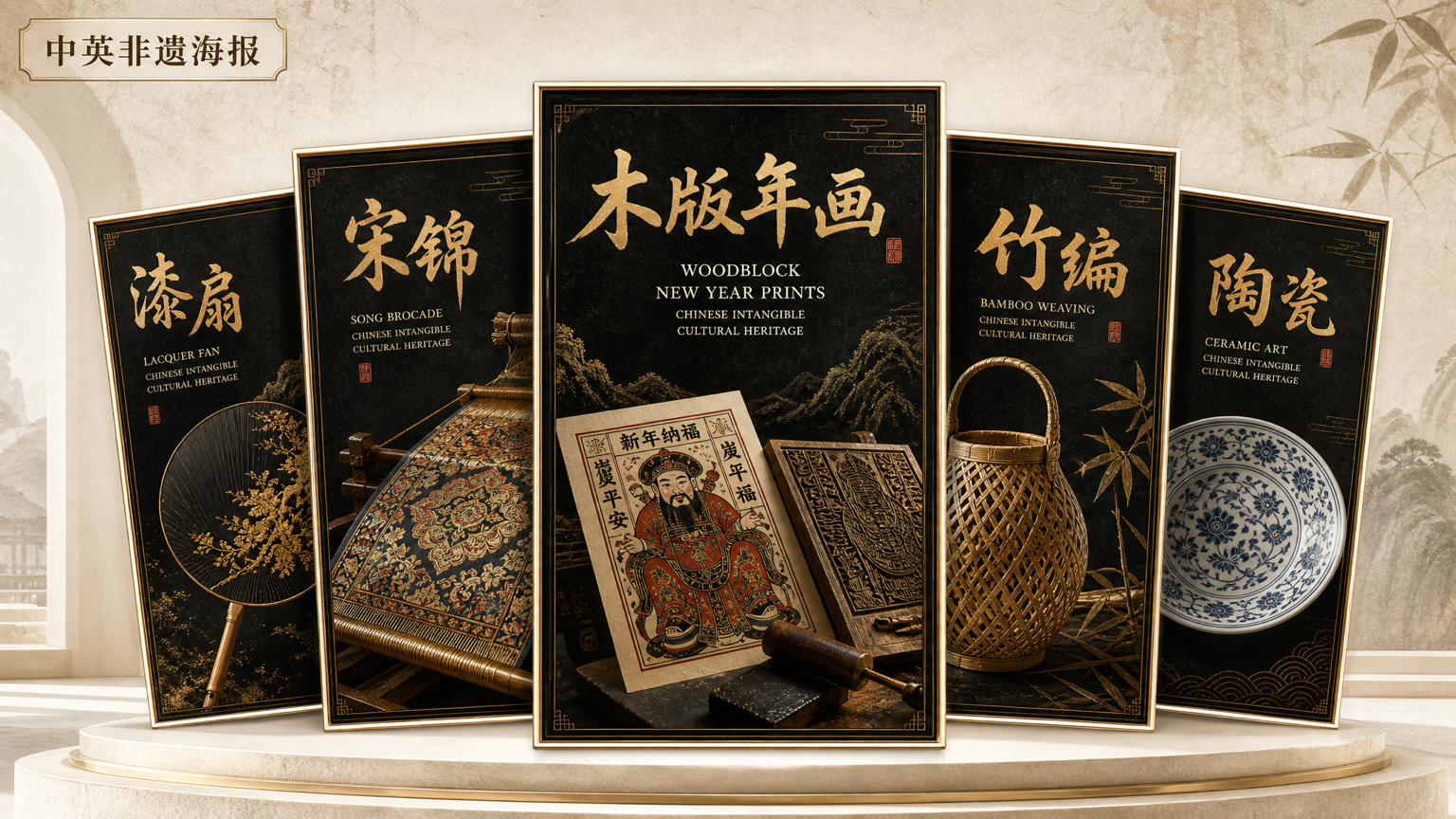 非遗中英质感海报｜图文笔记 效果图