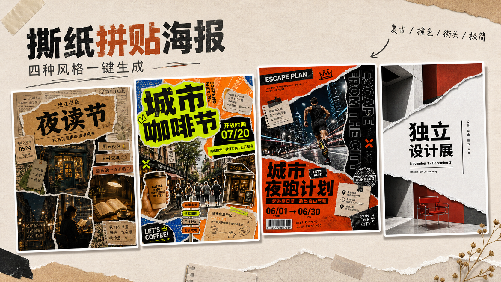 撕纸拼贴海报｜图片 效果图