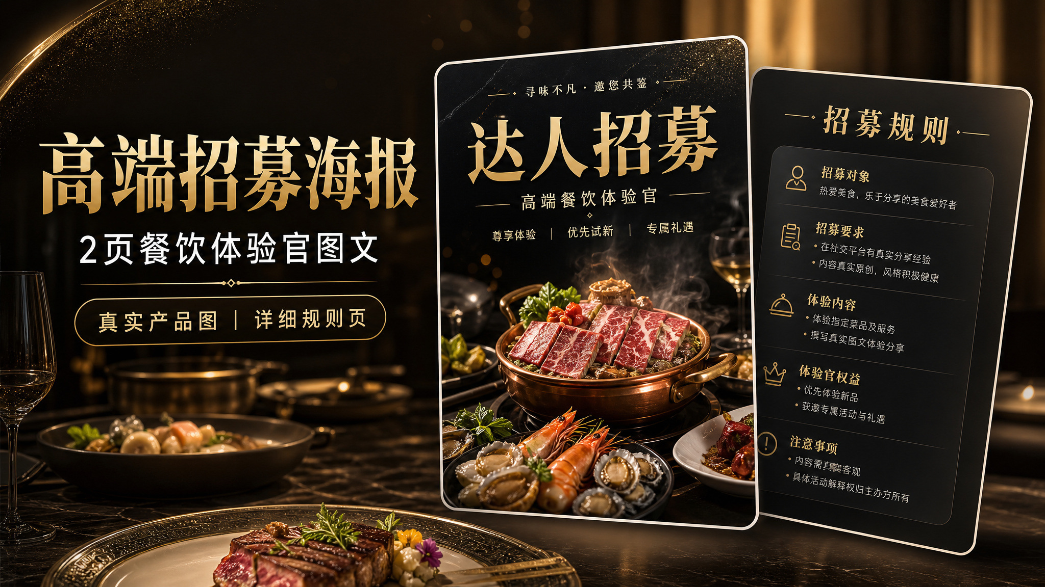 高端餐饮招募海报｜图文笔记 效果图
