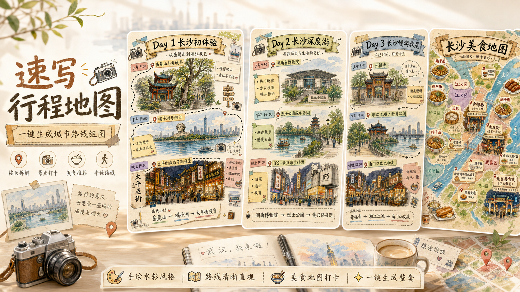 城市速写行程地图｜图文笔记 效果图