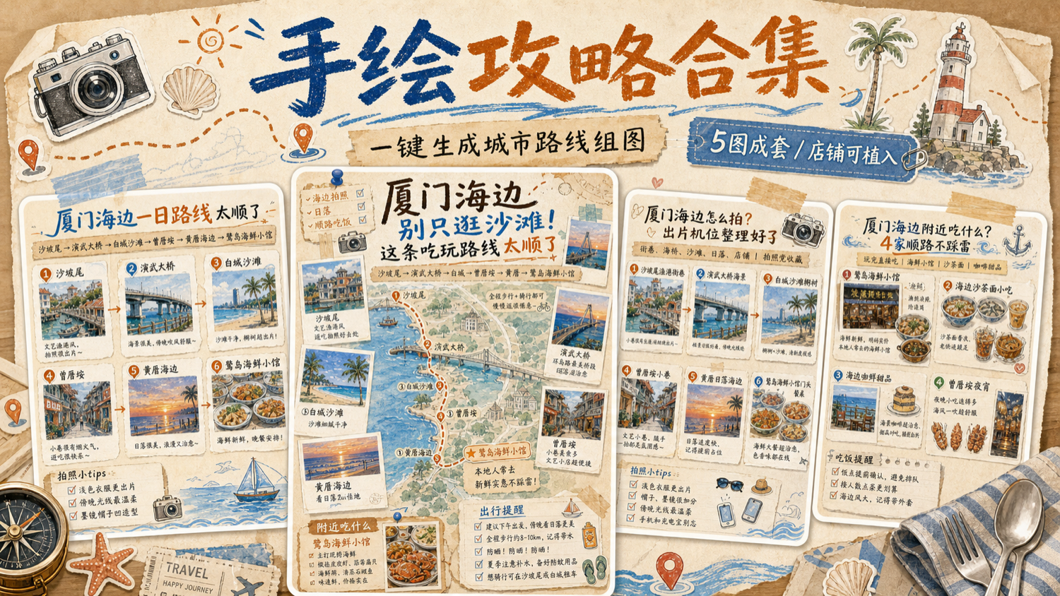 手绘城市旅游攻略｜图文笔记 效果图
