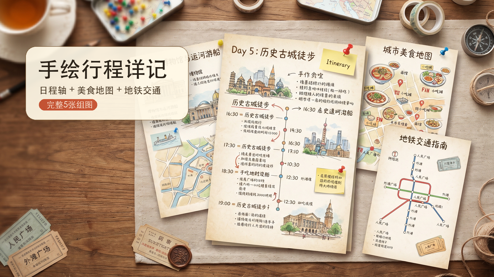 手绘日程轴旅行详记｜图文笔记 效果图