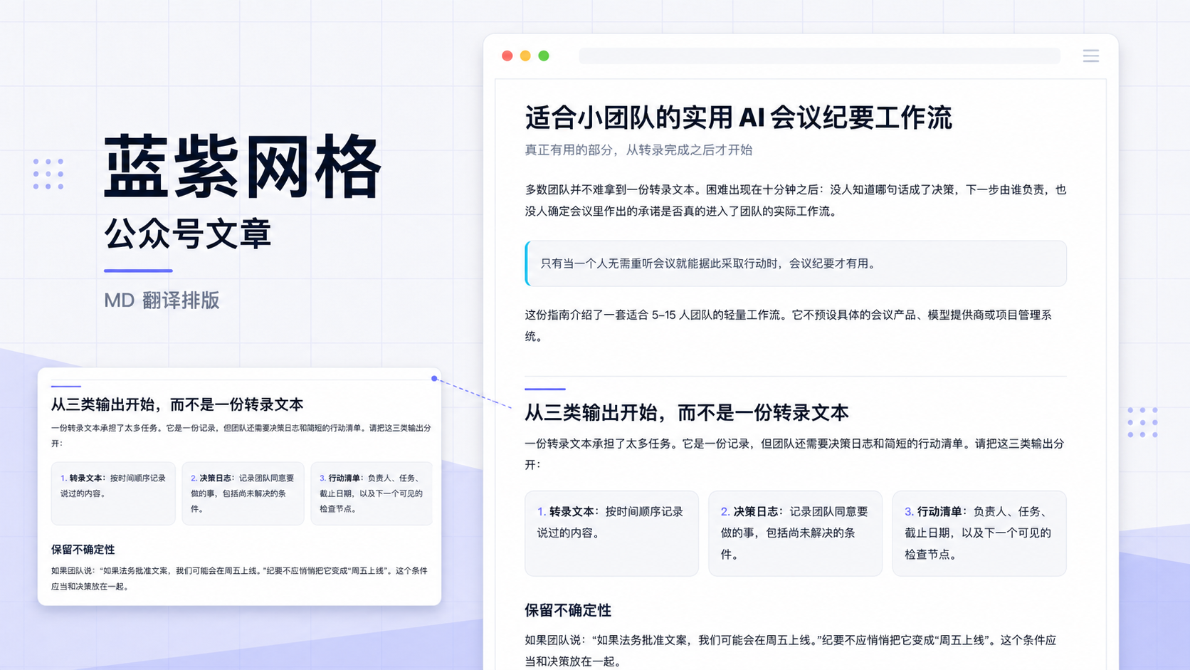 冷白蓝紫网格编辑风｜公众号排版 效果图
