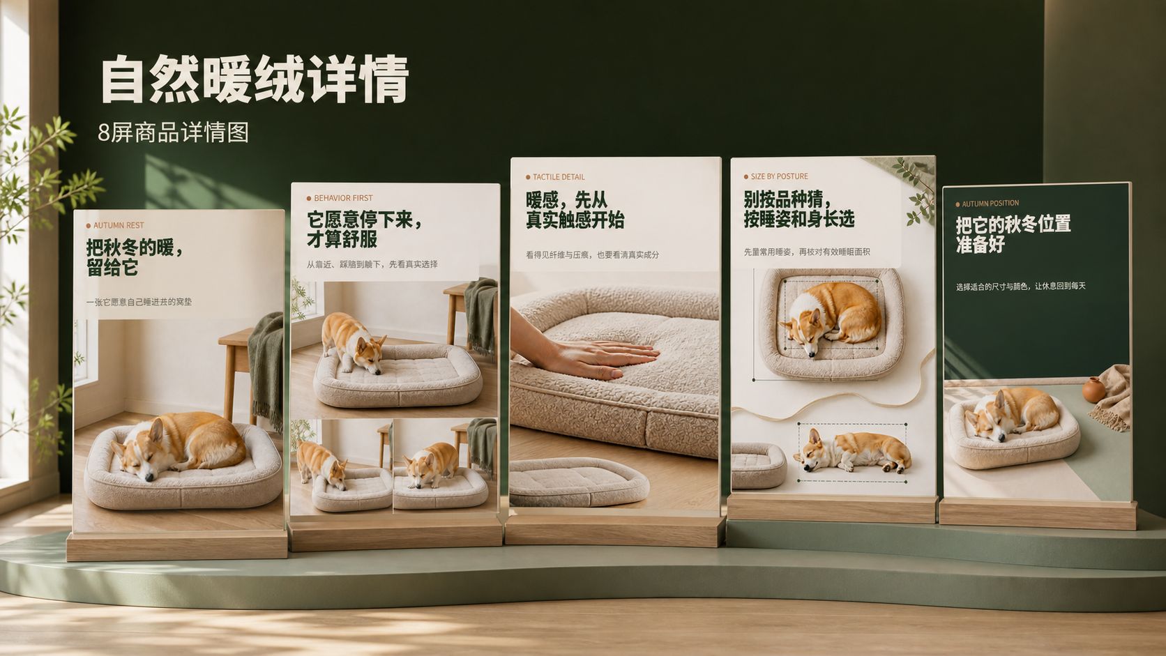 自然暖绒宠物窝垫｜商品详情图 效果图